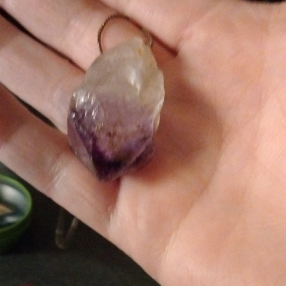 Purple and White Stone Pendant Necklace